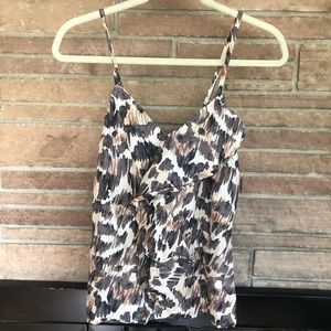 7 For All Mankind Leopard Ruffle Cami Top